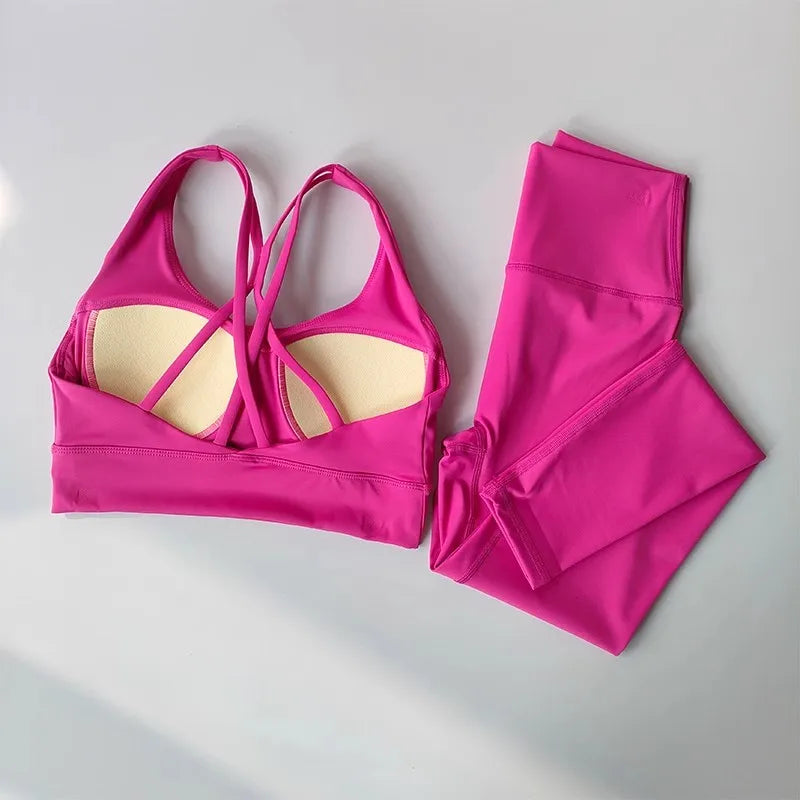Conjunto Fitness Feminino - Top Cropped e Legging Cintura Alta Respirável
