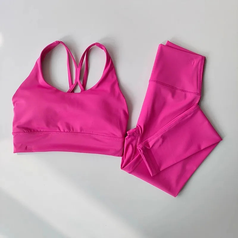 Conjunto Fitness Feminino - Top Cropped e Legging Cintura Alta Respirável