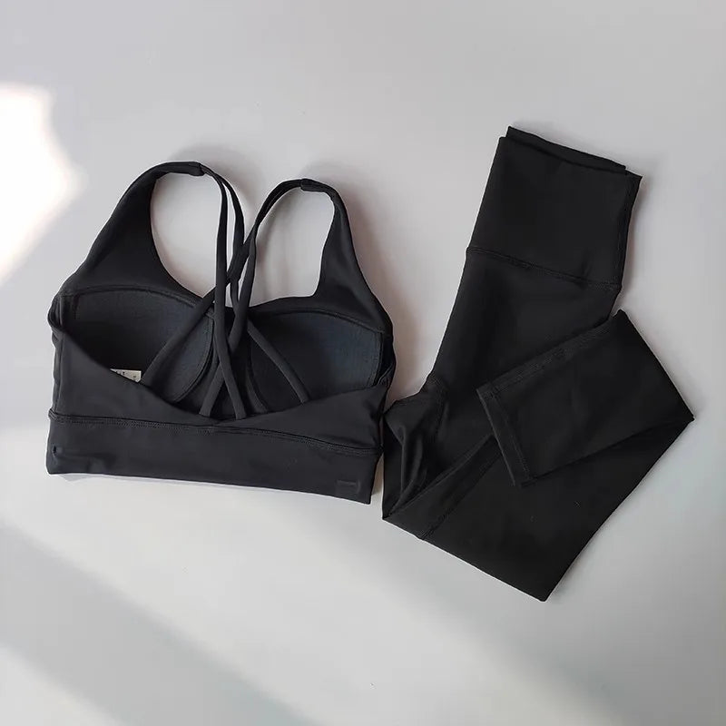 Conjunto Fitness Feminino - Top Cropped e Legging Cintura Alta Respirável