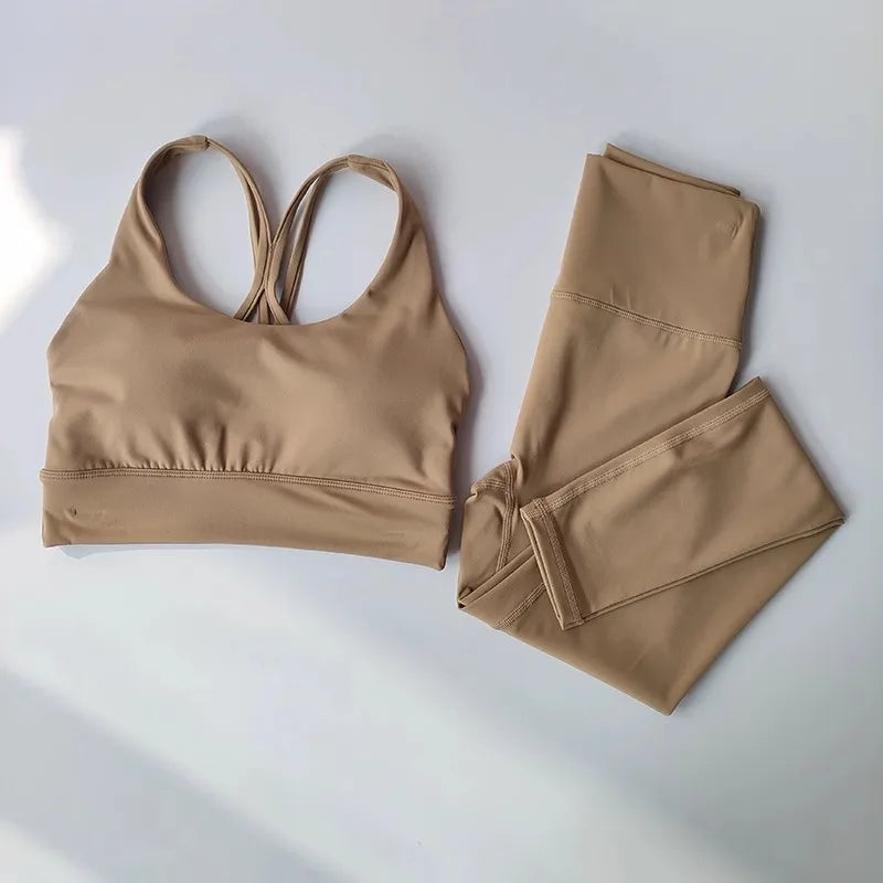 Conjunto Fitness Feminino - Top Cropped e Legging Cintura Alta Respirável