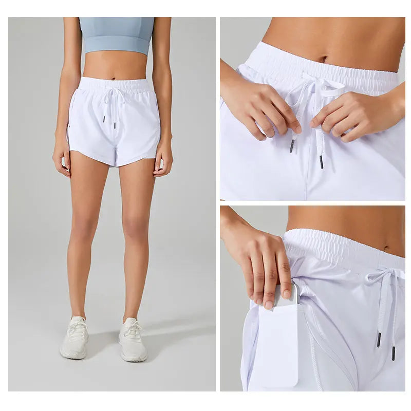 Short Feminino 2 em 1 para Corrida - Bermuda Elástica de Verão para Academia e Treino