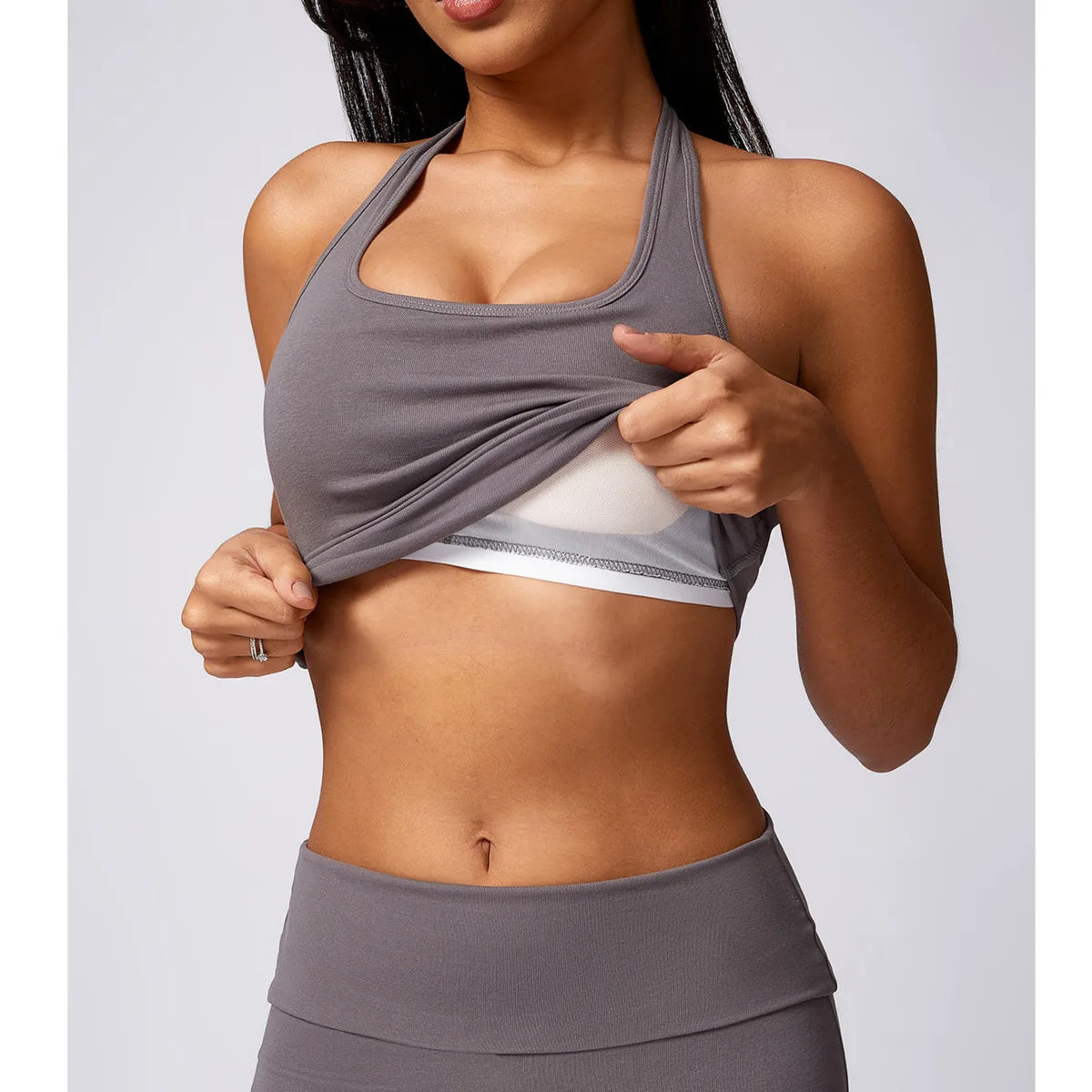 Blusa Cropped com Cruzado no Pescoço
