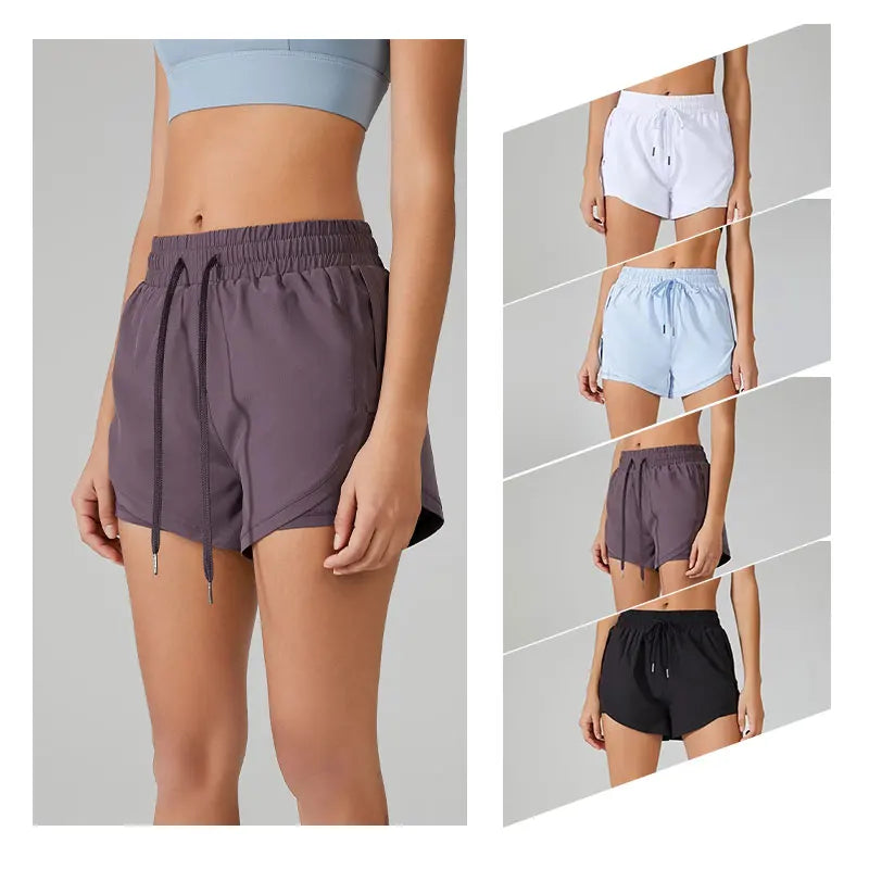Short Feminino 2 em 1 para Corrida - Bermuda Elástica de Verão para Academia e Treino